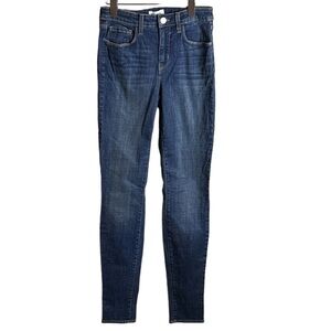 L'agence Mid Rise Skinny Blue Jeans Stretch Waist Whiskering Size 25